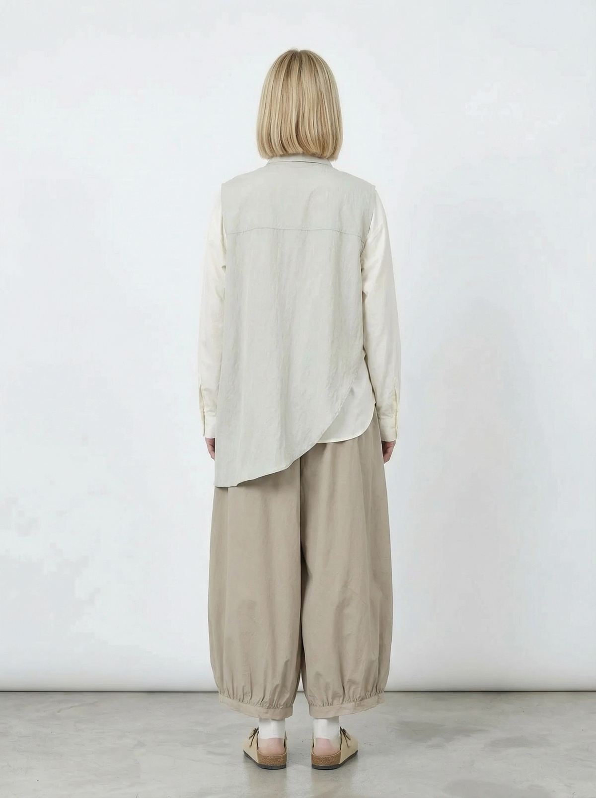 Natural Asymmetrical Button Vest-SimpleModerne