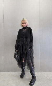 Re-launch Casual Minimal Goth Maxi Cardigan-SimpleModerne