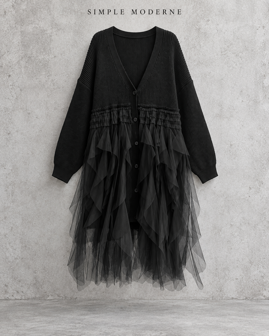 Re-launch Casual Minimal Goth Maxi Cardigan-SimpleModerne