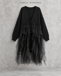 Re-launch Casual Minimal Goth Maxi Cardigan-SimpleModerne
