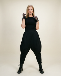 Street Style Black Harem Trousers with Relaxed Fit and Modern Edge-SimpleModerne