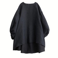 Oversized Lantern Sleeve Dress with Asymmetrical Hemline – Gothic Inspired Minimalism-SimpleModerne