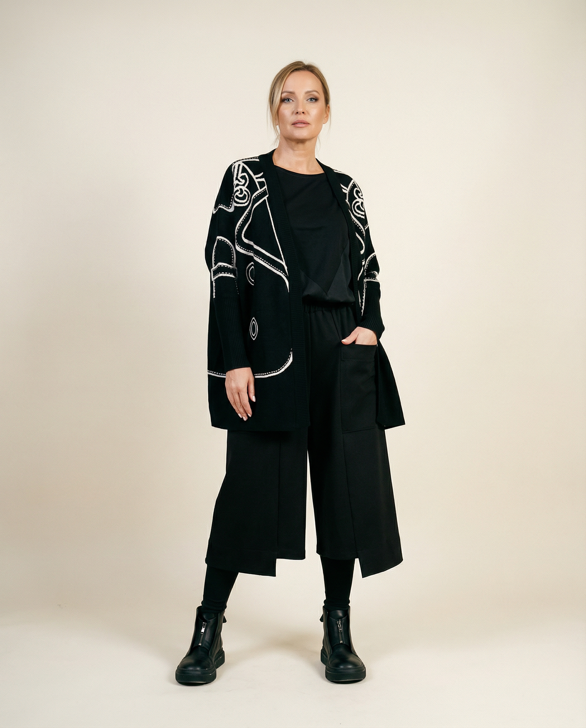 Limited Edition Clown Print Open Cardigan - Oversized Loose Fit, Unique Statement Piece-SimpleModerne