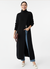 Asymmetrical Split Turtleneck Pullover - Oversized Fit, Cozy Winter Essential-SimpleModerne