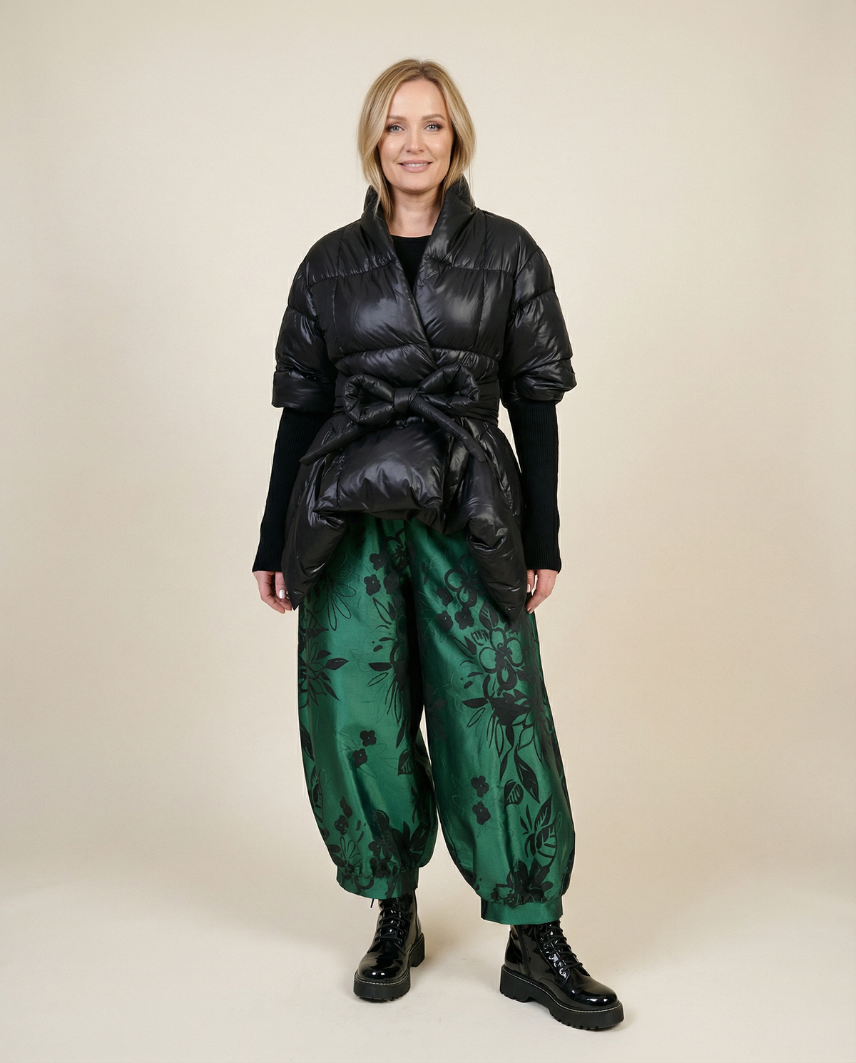 Lite Cotton Padded Jacket with Extra Long Sleeves - Black-SimpleModerne