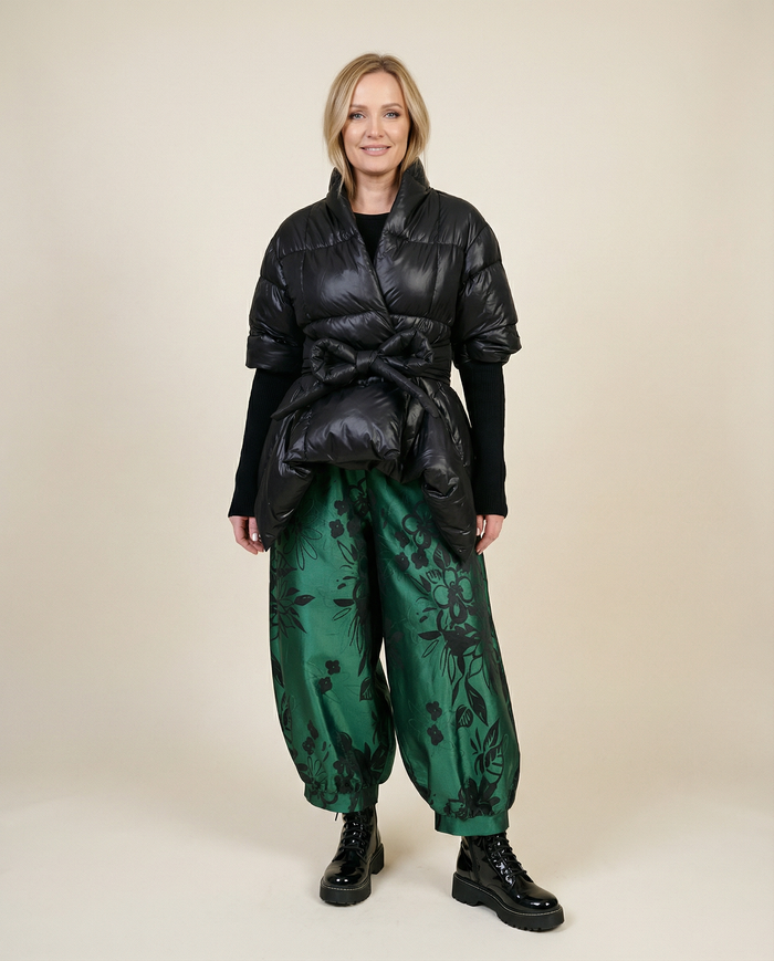Lite Cotton Padded Jacket with Extra Long Sleeves - Black-SimpleModerne