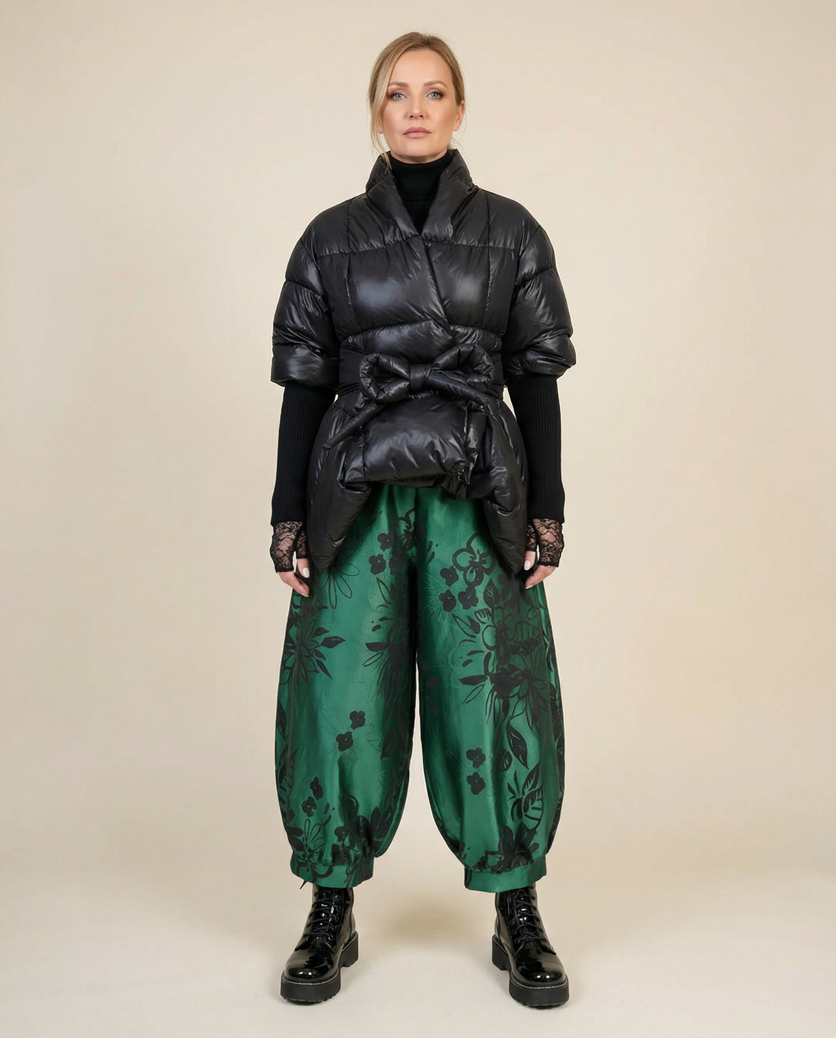 Lite Cotton Padded Jacket with Extra Long Sleeves - Black-SimpleModerne