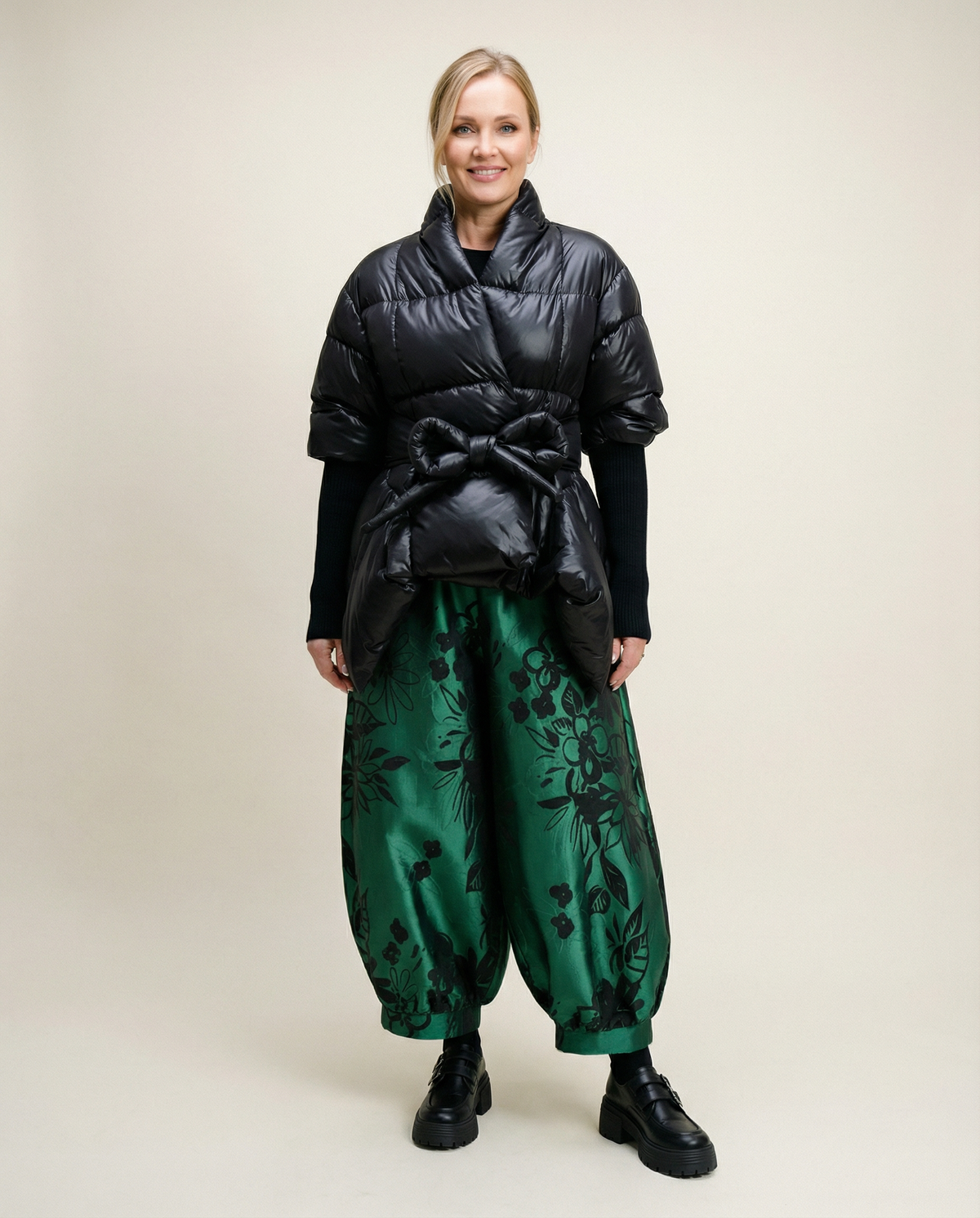 Lite Cotton Padded Jacket with Extra Long Sleeves - Black-SimpleModerne
