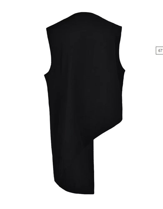 Asymmetrical Patchwork Vest with Fringe Decoration – Edgy Office Style-SimpleModerne