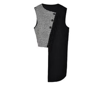 Asymmetrical Patchwork Vest with Fringe Decoration – Edgy Office Style-SimpleModerne