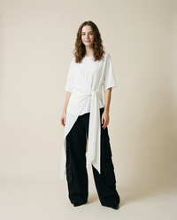 Casual Punk Irregular Design Maxi White Shirt-SimpleModerne