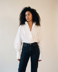 Jazz Up Cropped White Shirt-Blouse-SimpleModerne