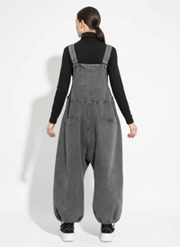 Street Punk Style Oversized Fit Vintage Denim Overalls-SimpleModerne