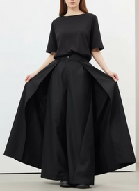 Layered Wide Legged Trousers-SimpleModerne