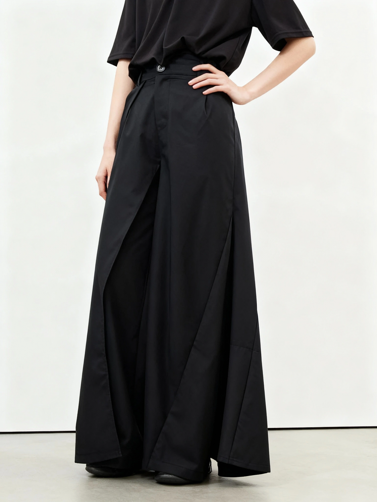 Layered Wide Legged Trousers-SimpleModerne