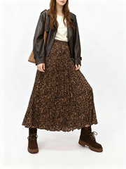 Noir Safari Pleated Maxi Skirt-SimpleModerne