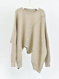 Oatmeal Asymmetrical Oversized Sweater-SimpleModerne