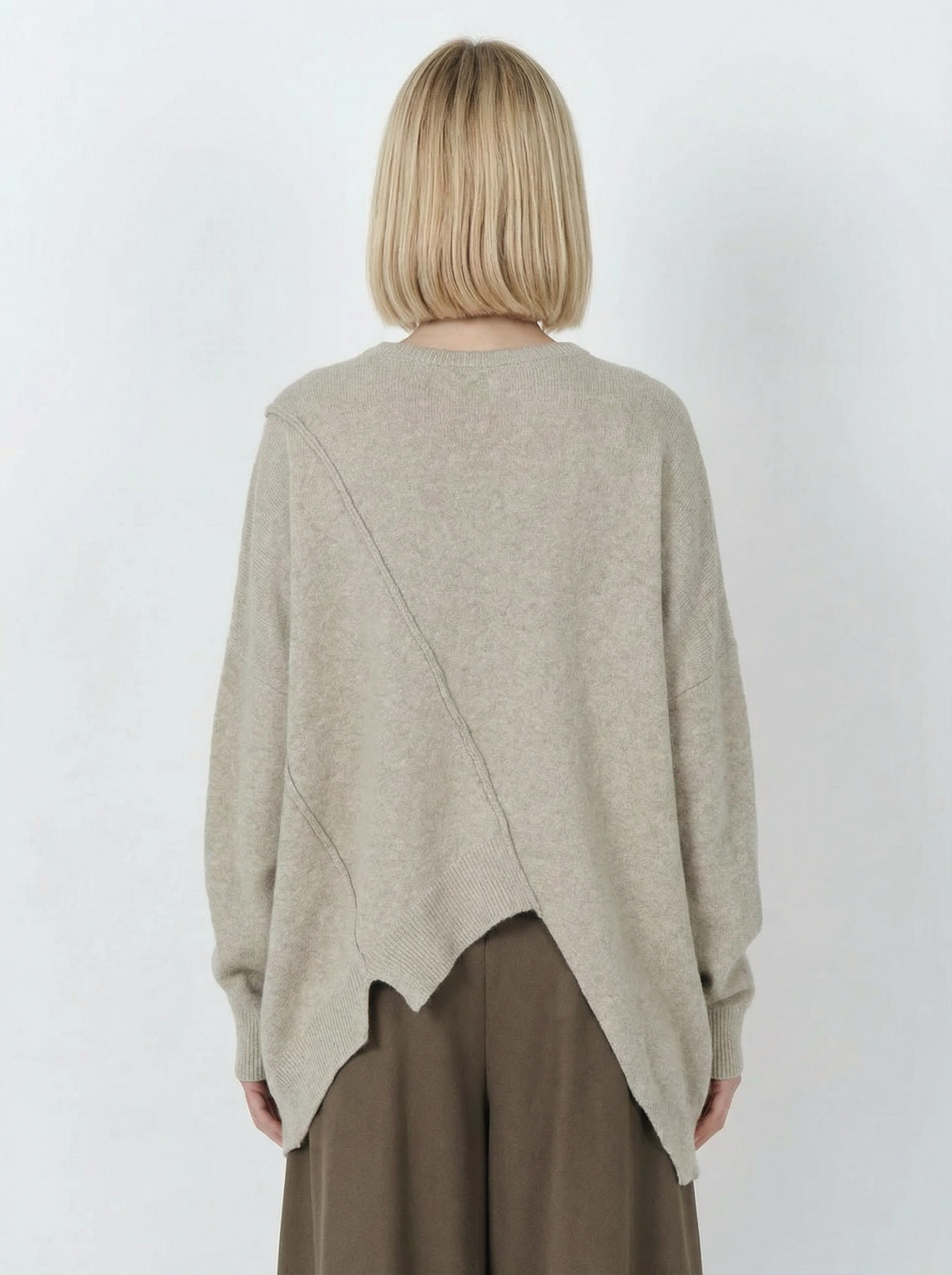 Oatmeal Asymmetrical Oversized Sweater-SimpleModerne