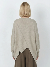 Oatmeal Asymmetrical Oversized Sweater-SimpleModerne