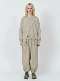 Oatmeal Asymmetrical Oversized Sweater-SimpleModerne
