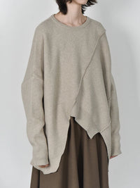 Oatmeal Asymmetrical Oversized Sweater-SimpleModerne