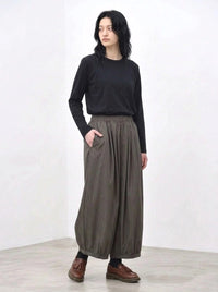 Olive Pinstripe Balloon Trousers | Relaxed Wide Leg-SimpleModerne