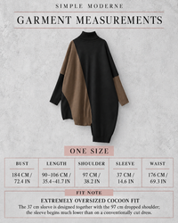 Black & Brown Asymmetric Oversized Turtleneck Pullover