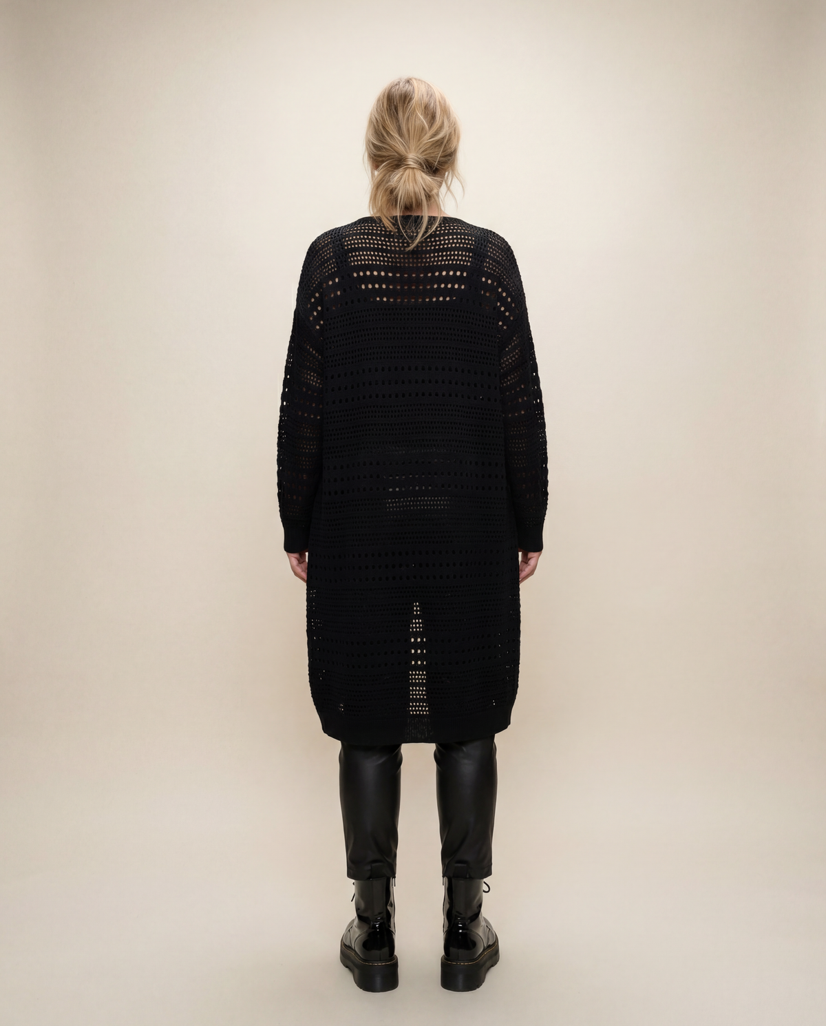Open-Knit Mid-Calf Pullover Dress-SimpleModerne