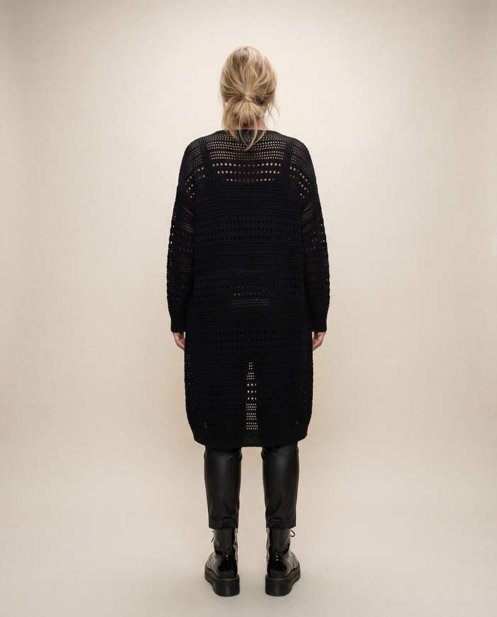 Open-Knit Mid-Calf Pullover Dress-SimpleModerne