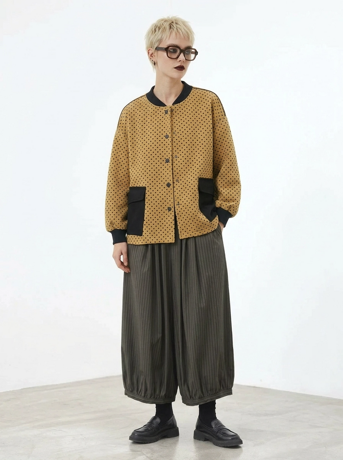 Textured Polka Dot Japanese Jacket-SimpleModerne