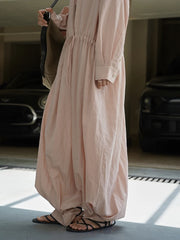 Industrial Wide-Leg Jumpsuit with Adjustable Waist — Blush Pink-SimpleModerne