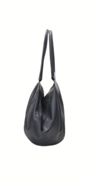 Oversized Genuine Leather Tote Bag – Funky Zip Detail & Round Handles-SimpleModerne