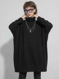 Oversized High-Neck Cocoon Pullover-SimpleModerne