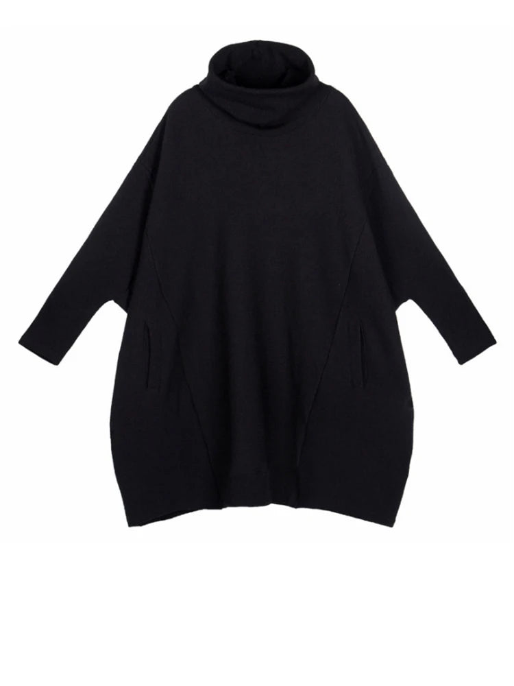 Oversized High-Neck Cocoon Pullover-SimpleModerne
