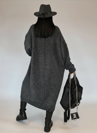Oversized Knit Cardigan — Cool Charcoal Gray-SimpleModerne