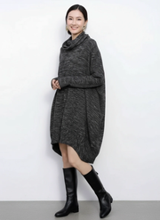 Oversized Turtleneck Pullover — Charcoal Grey-SimpleModerne