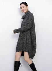 Oversized Turtleneck Pullover — Charcoal Grey-SimpleModerne