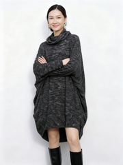 Oversized Turtleneck Pullover — Charcoal Grey-SimpleModerne