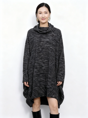 Oversized Turtleneck Pullover — Charcoal Grey-SimpleModerne