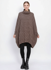 Oversized Turtleneck Pullover — Mocha Brown-SimpleModerne