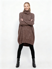 Oversized Turtleneck Pullover — Mocha Brown-SimpleModerne