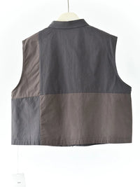 Patchwork Sleeveless Vest – Washed Charcoal / Dusty Plum-SimpleModerne