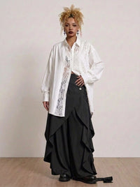 Black Deconstructed Layered Wide Leg Trousers