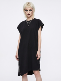 “Zip It” Asymmetric Zip Midi Dress-SimpleModerne