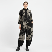 Oversized Geometric Print Two-Piece Set – Relaxed Fit Knit Lounge Wear-SimpleModerne