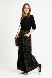 Floral Wide-Leg Trousers – Vintage Punk Vibes-SimpleModerne