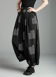 Punky Patchwork Wide-Leg Capri Pants – Cropped Statement Trousers-SimpleModerne