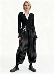 Jazz Up Striped Pattern Baloon Style Trousers