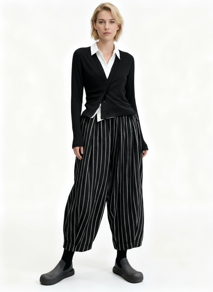 Jazz Up Striped Pattern Baloon Style Trousers