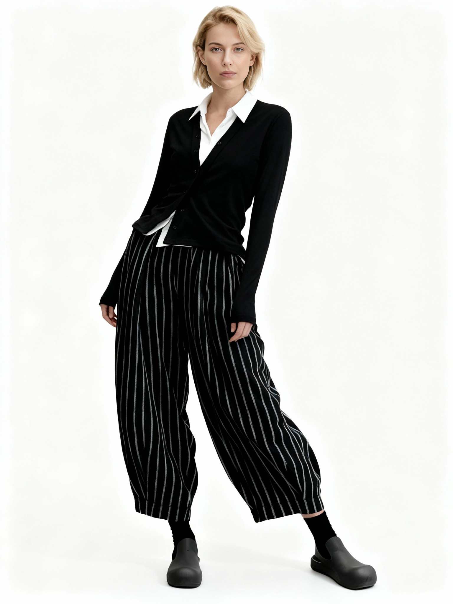 Jazz Up Striped Pattern Baloon Style Trousers-SimpleModerne